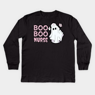 Boo Boo Nurse Halloween Pun Design Kids Long Sleeve T-Shirt